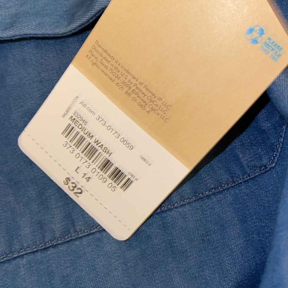Thereabouts Little & Big Girls Long Sleeve Button-Down Shirt Large 14 c4 - Picture 3 of 3